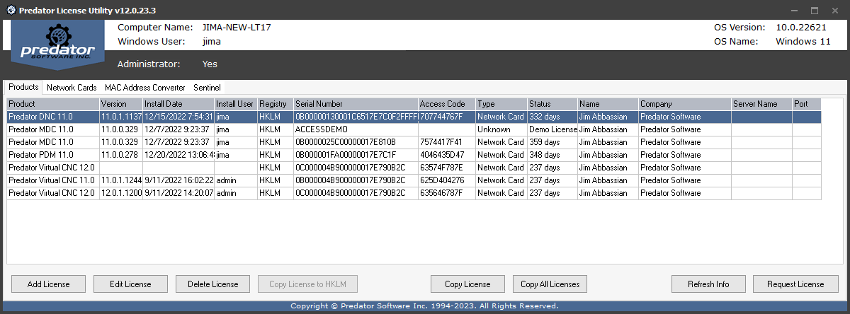 Predator License Utility Software